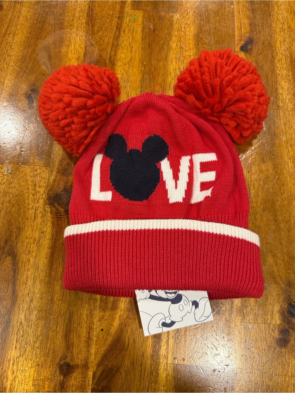 GAP Red Kids Pom-Pom Beanie with LOVE and Character Motif